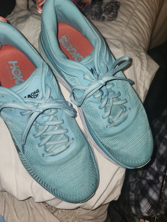 Hoka One One Shoes - Hoka One One Women's Teal Mesh Athletic Sneakers with Coral Insole